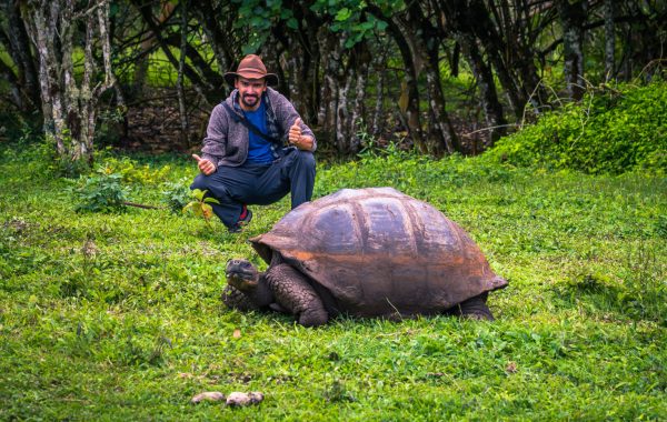 Walk in the hills with giant tortoises