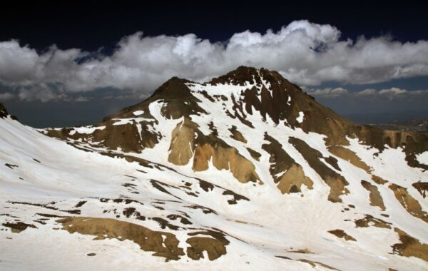 Mount Aragats from Lake Kari