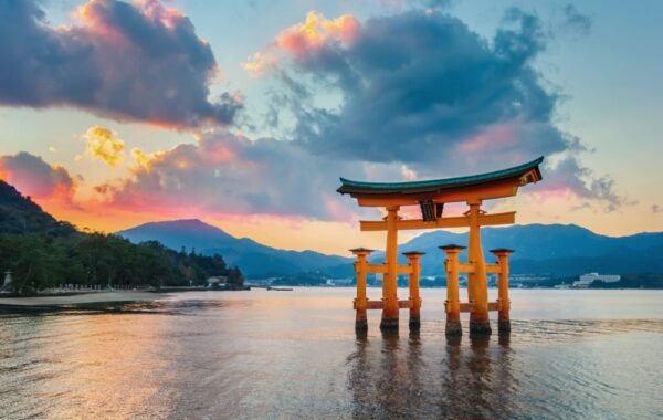 See the famous torii gate on Miyajima Island