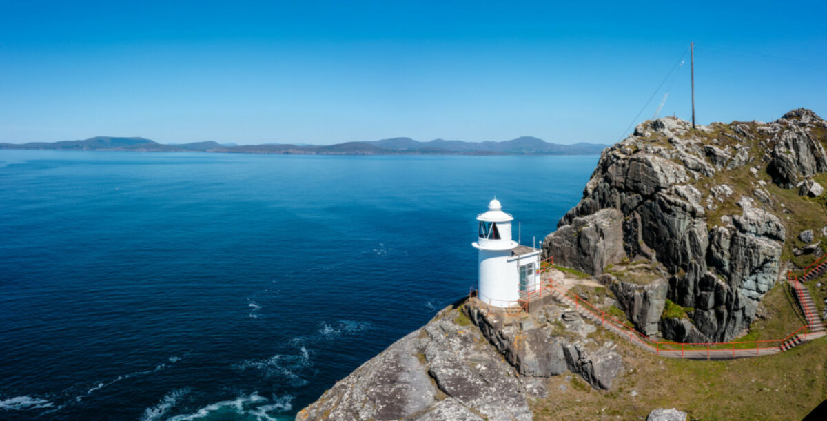 A view of the historic Sheeps Head Lighthouse on the Muntervary Peninsula in County Cork of Ireland