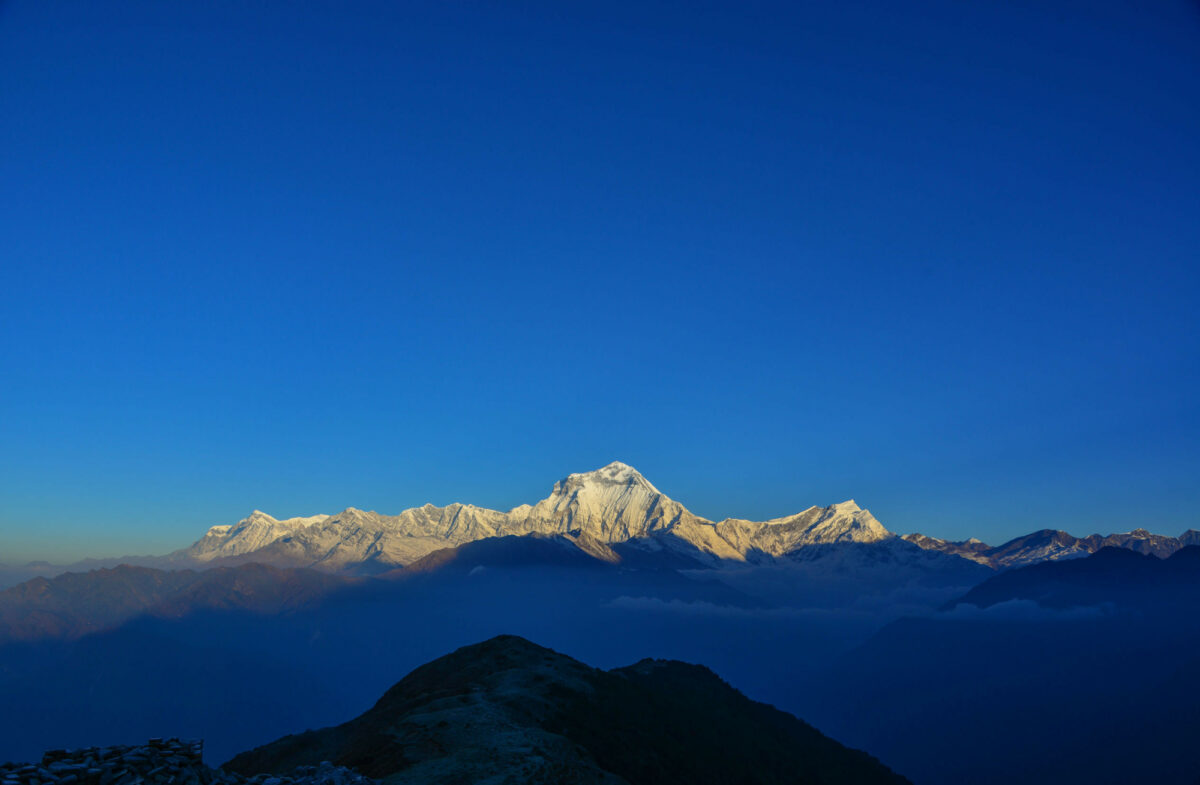 Annapurna Range under sun light in Khopra Nepal