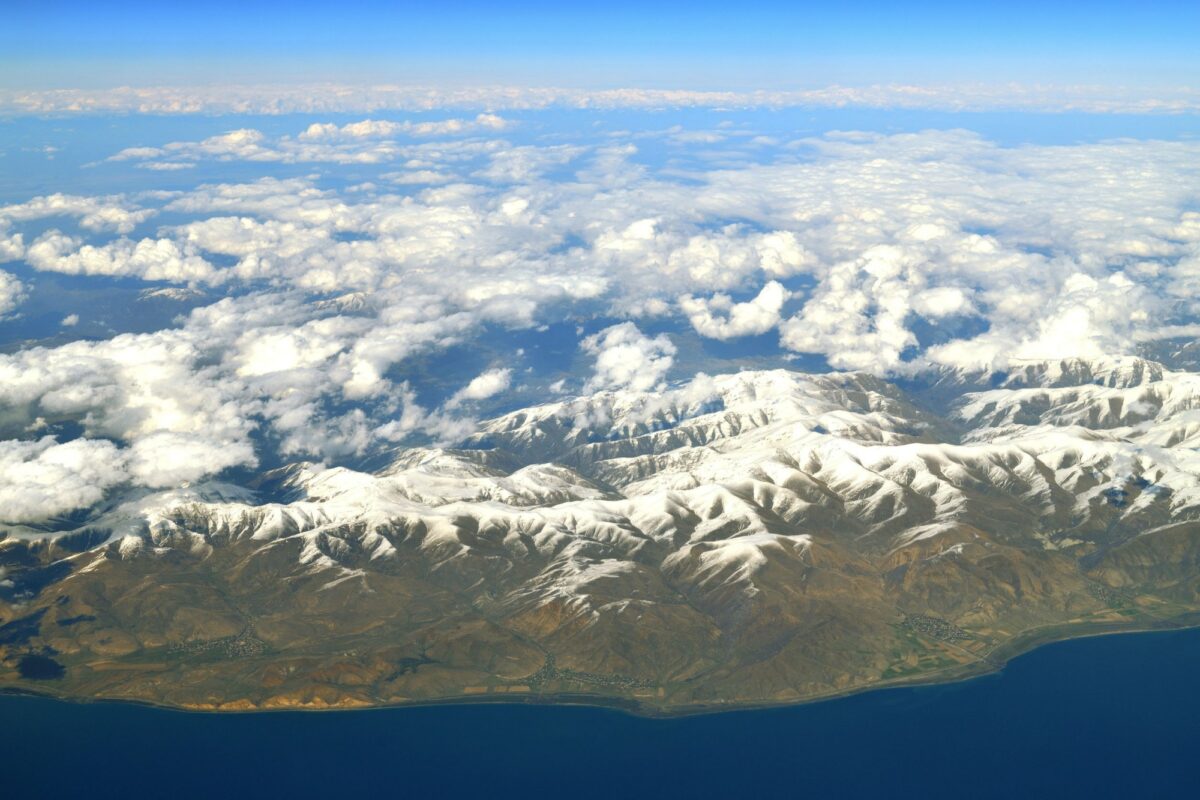 Armenia Lake Sevan mountains aerial view