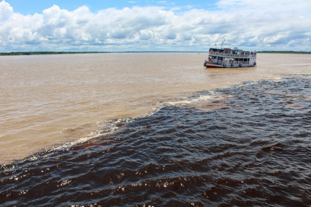 Brazil Manaus Meeting of the Waters of Rio Negro and the Amazon River or Rio Solimoes