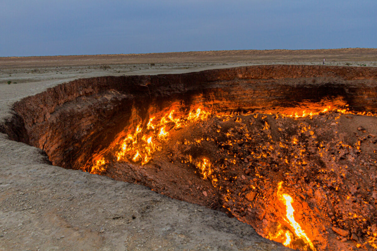 Darvaza Derweze gas crater called also The Door to Hell in Turkmenistan
