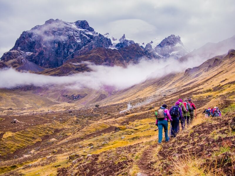 Group of hikers in the Cordillera Huayhuash Peru