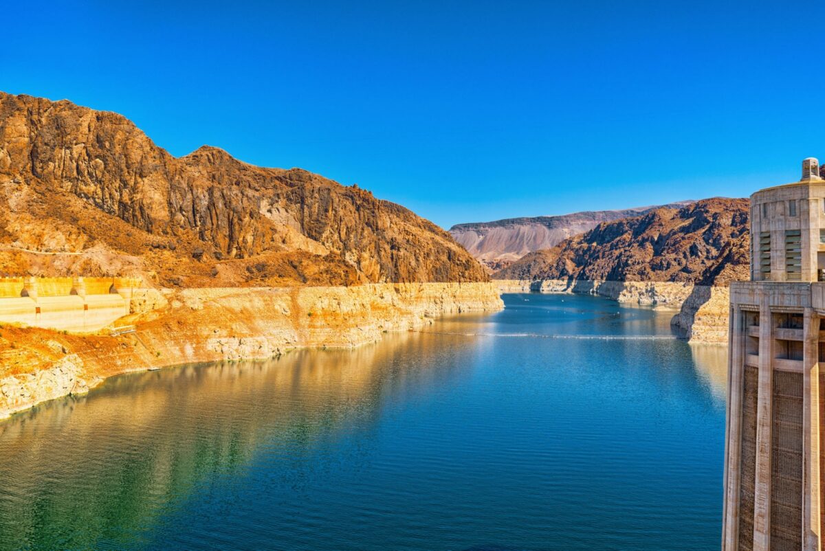 Hoover Dam at Lake Mead Nevada and Arizona Border USA