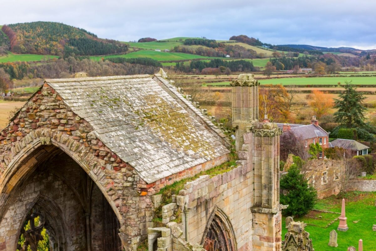 Melrose Abbey ruins Scottish Borders
