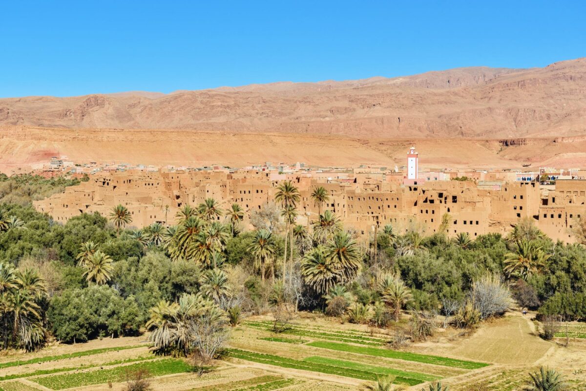 Morocco Todra Gorge Tinghir city and oasis The city is at the center of Todra Valley between the High Atlas and the Jebel Sahro