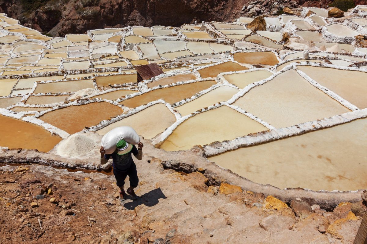 Salinas de Maras man made salt mines near Cusco Peru