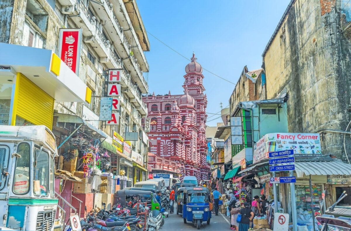Sri Lanka Colombo towers and domes of Jami Ul Alfar Mosque Pettah market