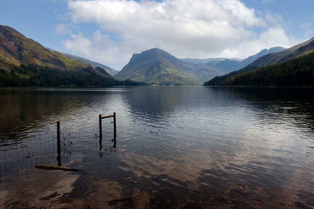 UK England Lake District Buttermere surrounded by green hill in Englands Lake District