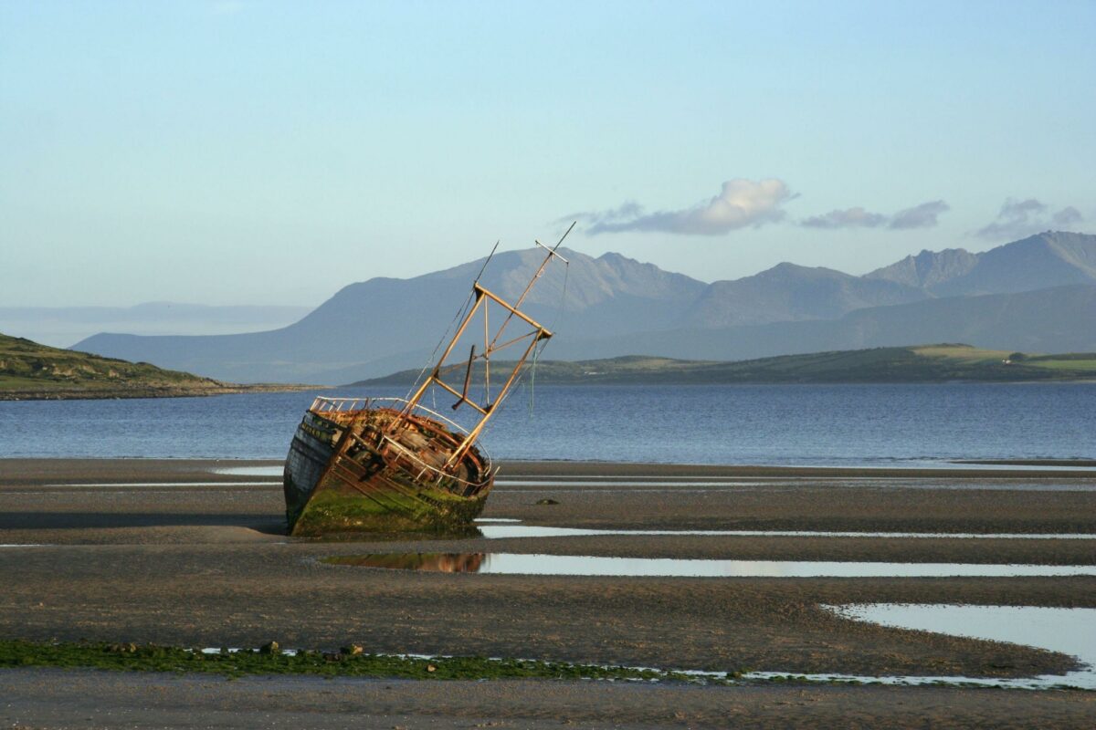 UK Scotland Ettrick Bay Bute with the island of Arran in the background