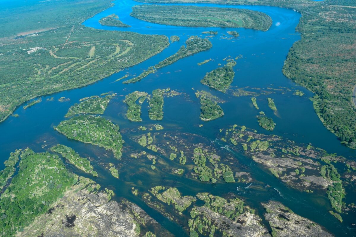 Zambia Zambezi river aerial
