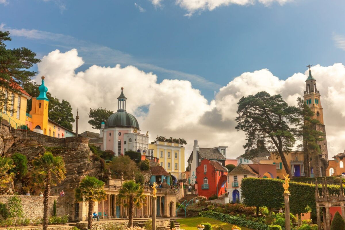 Budget Portmeirion with its Italian village style architecture in Gwynedd North Wales UK