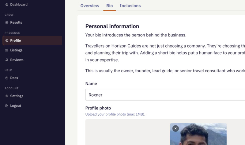 Admin bio