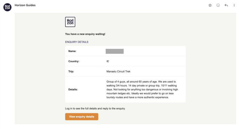 Notification email