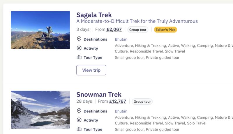 Trip listings